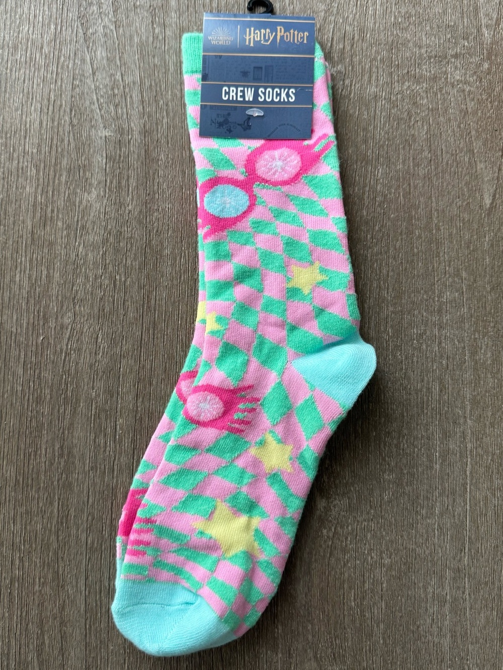 Warner Bros. Pink, Aqua & Yellow Patterned Crew Socks